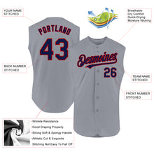 Load image into Gallery viewer, Custom Gray Navy-Red Authentic Sleeveless Baseball Jersey
