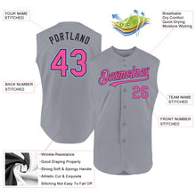 Load image into Gallery viewer, Custom Gray Pink Black-Light Blue Authentic Sleeveless Baseball Jersey
