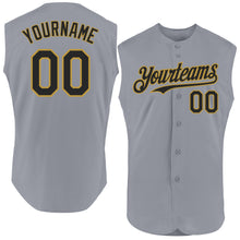 Load image into Gallery viewer, Custom Gray Black-Old Gold Authentic Sleeveless Baseball Jersey
