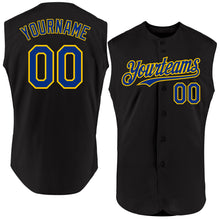 Charger l&#39;image dans la galerie, Custom Black Royal-Yellow Authentic Sleeveless Baseball Jersey
