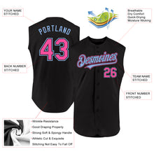 Загрузить изображение в средство просмотра галереи, Custom Black Pink-Light Blue Authentic Sleeveless Baseball Jersey
