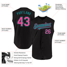 Загрузить изображение в средство просмотра галереи, Custom Black Pink-Teal Authentic Sleeveless Baseball Jersey
