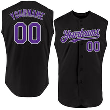 Загрузить изображение в средство просмотра галереи, Custom Black Purple-Gray Authentic Sleeveless Baseball Jersey
