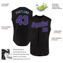 Charger l&#39;image dans la galerie, Custom Black Purple-Light Blue Authentic Sleeveless Baseball Jersey
