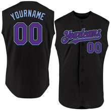 Charger l&#39;image dans la galerie, Custom Black Purple-Light Blue Authentic Sleeveless Baseball Jersey
