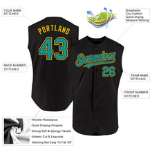 Load image into Gallery viewer, Custom Black Teal-Yellow Authentic Sleeveless Baseball Jersey
