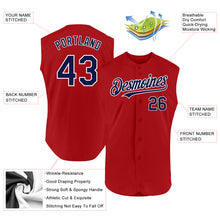 Load image into Gallery viewer, Custom Red Navy-White Authentic Sleeveless Baseball Jersey
