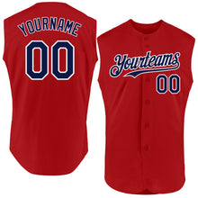 Load image into Gallery viewer, Custom Red Navy-White Authentic Sleeveless Baseball Jersey
