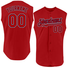 Load image into Gallery viewer, Custom Red Navy-Gray Authentic Sleeveless Baseball Jersey
