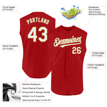 Load image into Gallery viewer, Custom Red White-Old Gold Authentic Sleeveless Baseball Jersey
