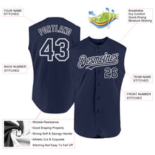 Load image into Gallery viewer, Custom Navy White-Gray Authentic Sleeveless Baseball Jersey
