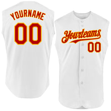 Load image into Gallery viewer, Custom White Red-Gold Authentic Sleeveless Baseball Jersey
