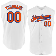 Load image into Gallery viewer, Custom White Orange-Royal Authentic Sleeveless Baseball Jersey
