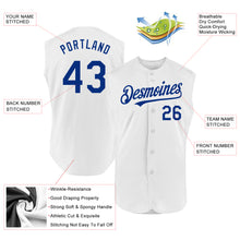 Load image into Gallery viewer, Custom White Royal Authentic Sleeveless Baseball Jersey
