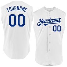 Load image into Gallery viewer, Custom White Royal Authentic Sleeveless Baseball Jersey
