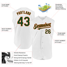 Load image into Gallery viewer, Custom White Green-Orange Authentic Sleeveless Baseball Jersey
