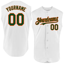 Load image into Gallery viewer, Custom White Green-Orange Authentic Sleeveless Baseball Jersey
