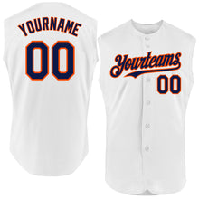 Charger l&#39;image dans la galerie, Custom White Navy-Orange Authentic Sleeveless Baseball Jersey
