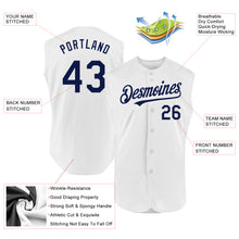 Load image into Gallery viewer, Custom White Navy Authentic Sleeveless Baseball Jersey
