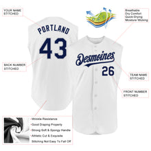 Load image into Gallery viewer, Custom White Navy-Gray Authentic Sleeveless Baseball Jersey
