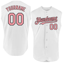 Charger l&#39;image dans la galerie, Custom White Medium Pink-Black Authentic Sleeveless Baseball Jersey
