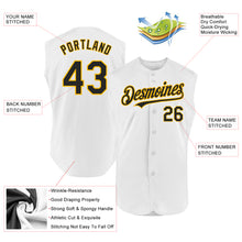 Load image into Gallery viewer, Custom White Black-Gold Authentic Sleeveless Baseball Jersey
