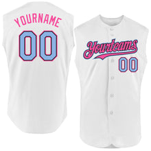 Load image into Gallery viewer, Custom White Light Blue Black-Pink Authentic Sleeveless Baseball Jersey
