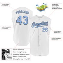 Load image into Gallery viewer, Custom White Light Blue-Steel Gray Authentic Sleeveless Baseball Jersey
