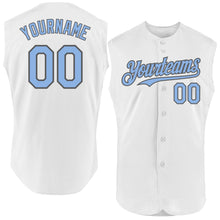 Load image into Gallery viewer, Custom White Light Blue-Steel Gray Authentic Sleeveless Baseball Jersey
