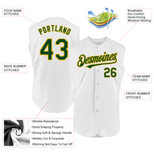 Load image into Gallery viewer, Custom White Green-Gold Authentic Sleeveless Baseball Jersey
