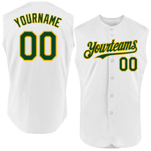 Load image into Gallery viewer, Custom White Green-Gold Authentic Sleeveless Baseball Jersey
