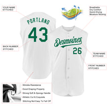 Load image into Gallery viewer, Custom White Kelly Green Authentic Sleeveless Baseball Jersey
