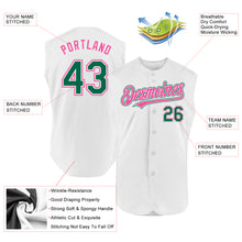 Load image into Gallery viewer, Custom White Kelly Green-Pink Authentic Sleeveless Baseball Jersey
