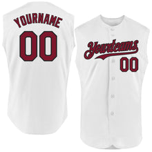 Load image into Gallery viewer, Custom White Crimson-Black Authentic Sleeveless Baseball Jersey
