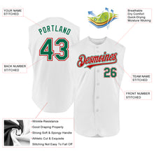 Load image into Gallery viewer, Custom White Kelly Green-Red Authentic Sleeveless Baseball Jersey
