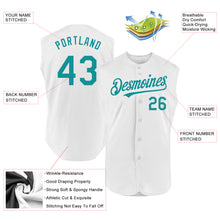 Load image into Gallery viewer, Custom White Teal Authentic Sleeveless Baseball Jersey
