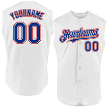 Load image into Gallery viewer, Custom White Royal-Red Authentic Sleeveless Baseball Jersey
