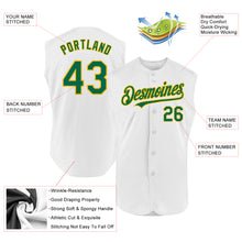 Load image into Gallery viewer, Custom White Kelly Green-Gold Authentic Sleeveless Baseball Jersey
