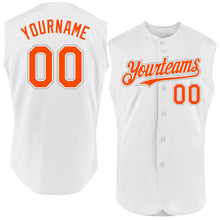 Load image into Gallery viewer, Custom White Orange-Gray Authentic Sleeveless Baseball Jersey
