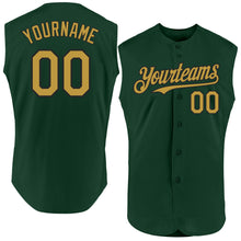 Load image into Gallery viewer, Custom Green Old Gold-Black Authentic Sleeveless Baseball Jersey
