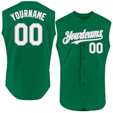 Load image into Gallery viewer, Custom Kelly Green White-Gray Authentic Sleeveless Baseball Jersey
