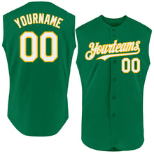 Load image into Gallery viewer, Custom Kelly Green White-Gold Authentic Sleeveless Baseball Jersey
