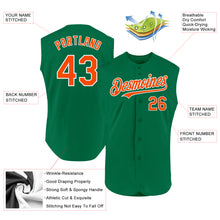 Load image into Gallery viewer, Custom Kelly Green Orange-White Authentic Sleeveless Baseball Jersey
