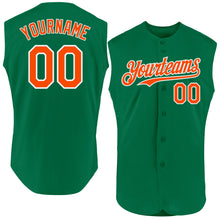 Load image into Gallery viewer, Custom Kelly Green Orange-White Authentic Sleeveless Baseball Jersey
