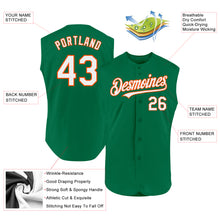 Load image into Gallery viewer, Custom Kelly Green White-Orange Authentic Sleeveless Baseball Jersey
