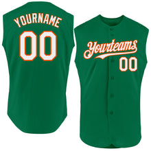 Load image into Gallery viewer, Custom Kelly Green White-Orange Authentic Sleeveless Baseball Jersey
