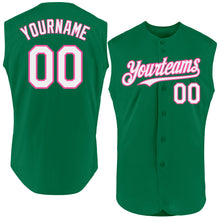 Load image into Gallery viewer, Custom Kelly Green White-Pink Authentic Sleeveless Baseball Jersey
