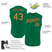 Load image into Gallery viewer, Custom Kelly Green Old Gold-Black Authentic Sleeveless Baseball Jersey
