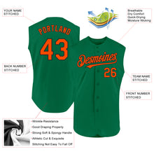 Load image into Gallery viewer, Custom Kelly Green Orange-Black Authentic Sleeveless Baseball Jersey
