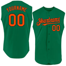 Load image into Gallery viewer, Custom Kelly Green Orange-Black Authentic Sleeveless Baseball Jersey
